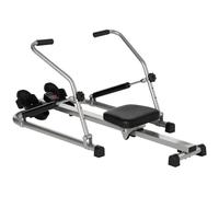 HOMCOM Máquina de Remo Hidráulico Plegable 129x70x70 cm Negro y Plata | 3 Niveles de Resistencia, Monitor Digital, Pedal Antideslizante, para Casa, Acero