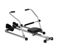 HOMCOM Máquina de Remo Hidráulico Plegable con 3 Niveles de Resistencia Monitor Digital y Pedal Antideslizante para Fitness en Casa Acero 129x70x70 cm Negro y Plata