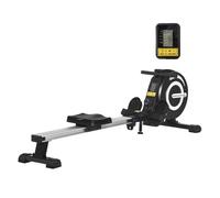Homcom máquina de remo plegable remo para casa con 8 niveles de resistencia magnética volante de 4kg monitor lcd silencioso carga 120kg para fitness entrenamiento hogar 185x58x57 cm negro y plata