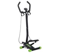 HOMCOM Máquina de Step de Acero Stepper Up-Down 40x40x118cm Negro y Verde | Máquina de Paso, 2 Reposapiés, 2 Banda Elástica, Pantalla LCD, Pedales Ajustables, Resistencia Hidráulica, Casa Oficina