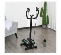 Homcom máquina de step de acero stepper up-down máquina de paso con 2 reposapiés 2 banda elástica y pantalla lcd pedales ajustables resistencia hidráulica para casa oficina 40x40x118cm negro y verde