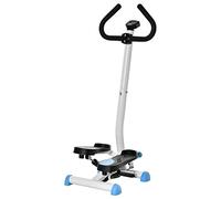HOMCOM Máquina de Step Stepper Fitness en Casa para Escaleras con Pantalla LCD Manillar y Pedales Antideslizantes Equipo de Ejercicio para Gimnasio Oficina 55x44x108 cm Blanco y Azul