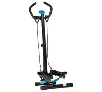 HOMCOM Máquina de Steps Stepper Fitness con Manillar Altura Ajustable Pantalla LCD Cintas y Pedales Antideslizantes 55x53x128 cm Negro Aosom España