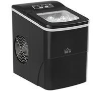 HOMCOM Máquina para Hacer Hielo Silenciosa 120W Capacidad 12 kg con Pantalla LCD Tanque de 1,8L Limpieza Automática 31,5x23x32,5 cm Aosom España