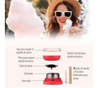 HOMCOM Máquina de Algodón de Azúcar, 450W-550W, Máquina para Hacer Algodón de Azúcar con 10 Palitos, para Fiestas de Cumpleaños Infantiles, en Casa, 27x26x18 cm, Rojo