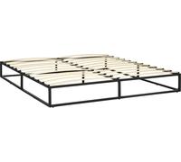 HOMCOM Marco de Cama de 180 cm Estructura de Cama de Acero con Somier de Listones de Madera Contrachapada 180x200x25 cm Negro Aosom España
