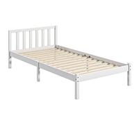 HOMCOM Marco de Cama de Madera Estructura de Cama Somier con Cabecera para Colchón de 90x190 cm (no Incluido) Carga 120 kg 198x96x70 cm Blanco