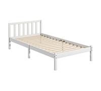 HOMCOM Marco de Cama de Madera Estructura de Cama Somier con Cabecera para Colchón de 90x190 cm (no Incluido) Carga 120 kg 198x96x70 cm Blanco