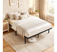 HOMCOM Marco de cama doble de 1,42 m con almacenamiento debajo de la cama, 35,5 cm de altura, color negro