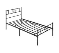 HOMCOM Marco de Cama Individual de Metal 31 cm para Colchón 90x190 cm con Cabecera Forma de Corazón Estructura de Cama con Espacio Bajo de Almacenamiento 95x196x100 cm Negro