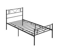 HOMCOM Marco de Cama Individual de Metal 31 cm para Colchón 90x190 cm con Cabecera Forma de Mariposa Estructura de Cama con Espacio Bajo de Almacenamiento 95x196x100 cm Negro