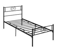 HOMCOM Marco de Cama Individual para Colchón 90x190cm 95x196x100 cm Negro | de Metal, Cabecera Forma de Corazón, Estructura de Cama, Espacio Bajo de Almacenamiento, 31 cm