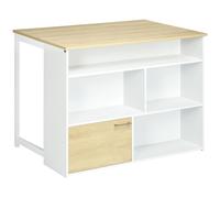 HOMCOM Mesa Alta Cocina Blanco Mesa de Cocina con Almacenaje Isla de Cocina Multifuncional 116x79x91 cm Aosom España