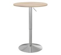 HOMCOM Mesa Alta Cocina, Mesa Alta Bar Redonda para 2 Personas, Altura Ajustable 69-91 cm, Tablero Giratorio 360°, Base de Acero, para Salón, Comedor, Cocina, 60x60x91 cm, Roble Claro