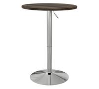 HOMCOM Mesa Alta Cocina, Mesa Alta Bar Redonda para 2 Personas, Altura Ajustable 69-91 cm, Tablero Giratorio 360°, Base de Acero, para Salón, Comedor, Cocina, 60x60x91 cm, Nogal