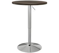 HOMCOM Mesa Alta Cocina, Mesa Alta Bar Redonda para 2 Personas, Altura Ajustable 69-91 cm, Tablero Giratorio 360°, Base de Acero, para Salón, Comedor, Cocina, 60x60x91 cm, Nogal