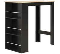HOMCOM Mesa Alta de Bar con 3 Estantes Laterales 112x57x106cm Negro Natural | Mesa de Cocina, Estilo Moderno, para Comedor, Salón