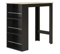 HOMCOM Mesa Alta de Bar, Mesa de Cocina con 3 Estantes Laterales, Estilo Moderno, para Comedor, Salón, 112x57x106 cm, Negro y Natural