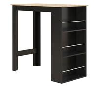 HOMCOM Mesa Alta de Bar, Mesa de Cocina con 3 Estantes Laterales, Estilo Moderno, para Comedor, Salón, 112x57x106 cm, Negro y Natural