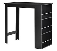 HOMCOM Mesa Alta de Bar, Mesa de Cocina con 3 Estantes Laterales, Estilo Moderno, para Comedor, Salón, 112x57x106 cm, Negro
