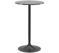 HOMCOM Mesa Alta de Bar Redonda Mesa de Cocina Moderna con Encimera Laminada y Marco de Acero para 2 Personas Ø60x102 cm Negro Aosom España