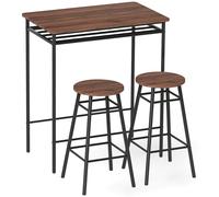 HOMCOM Mesa Alta de Cocina con 2 Taburetes Industrial Estante Abierto Reposapiés Ahorro de Espacio para Espacios Reducidos