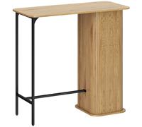 HOMCOM Mesa alta para comer de pie, mesa de bar con 3 estantes de almacenamiento y patas de metal, 112x50x106cm, madera natural Aosom España