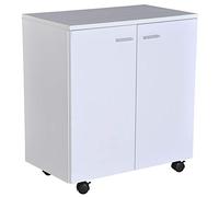 HOMCOM Mesa Armario Movil Mueble TV de Madera Con Ruedas y 2 Puertas Consola Cajonera 60x35x65cm Aosom España