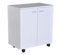 HOMCOM Mesa Armario Movil Mueble TV de Madera Con Ruedas y 2 Puertas Consola Cajonera 60x35x65cm Aosom España