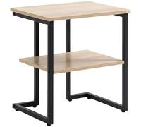 HOMCOM Mesa Auxiliar con Estante y Superficie en Madera Estructura Metal Mesita auxiliar para Dormitorio Estudio Oficina Natural Aosom España