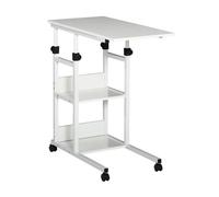 HOMCOM Mesa Auxiliar con Ruedas para Sofá en Forma de C 80x40 cm Blanco