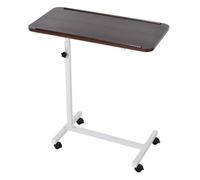 HOMCOM Mesa Auxiliar con Ruedas, Mesa para Sofá y Cama, Altura Ajustable y Marco de Acero, para Dormitorio, Salón, Oficina, 77x40x76-100 cm, Nogal Oscuro y Blanco