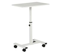 HOMCOM Mesa Auxiliar con Ruedas Mesita Lateral Altura Ajustable Marco de Metal Frenos para Dormitorio 60x40x52,5-84 cm Blanco Aosom España