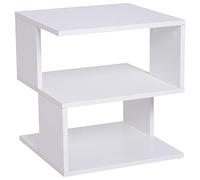 HOMCOM Mesa de Centro Mesita de Noche Mesita Auxiliar de 2 Niveles con Estante de Almacenamiento para Salón Dormitorio Librería 40x40x43 cm Blanco