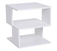 HomCom Mesita de Noche Moderna Mesa de Centro para Café y Té con 2 Niveles para Salón Dormitorio 40x40x43cm Blanco Aosom España