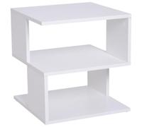 HOMCOM Mesa Auxiliar Cuadrada de 3 Niveles Moderno 40x40x43 cm Blanco | Mesita Auxiliar, 3 Estantes Abiertos de Almacenaje, para Salón, Dormitorio, Librería