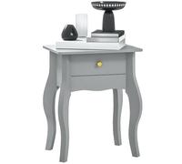 HOMCOM Mesa Auxiliar de Estilo francés con cajón, Mesa Auxiliar con Patas Curvas, mesita de Noche para Sala de Estar, Dormitorio, Color Gris