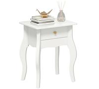 HOMCOM Mesa Auxiliar de Estilo francés con cajón, Mesa pequeña y mesilla de Noche con Patas curvadas para salón y Dormitorio, 45x35x55 cm, Blanco