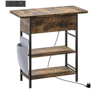 HOMCOM Mesa Auxiliar de Noche con Tira de Enchufe 2 Niveles Puertos USB y Puertos USB-C Espacio de Almacenamiento 60x29,8x58,5 cm Aosom España