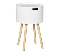HOMCOM Mesita de Noche Moderna Mesa Auxiliar de Salón con Tapa Extraíble Espacio de Almacenamiento Patas de Madera Ø38x63 cm Blanco Aosom España