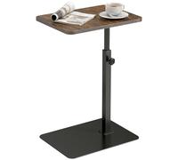 HOMCOM Mesa auxiliar en forma de C, pequeña mesa auxiliar con altura ajustable y base de metal para salón, dormitorio, mesilla de noche, sofá, marrón rústico