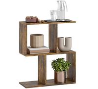 HOMCOM Mesa auxiliar en forma de S, mesa auxiliar estrecha de 3 niveles con estantes de almacenamiento, mesilla de noche moderna para salón, dormitorio, 50W x 19.5D x 58H cm, marrón rústico