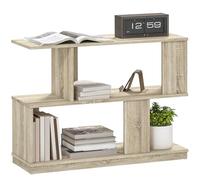 HOMCOM Mesa Auxiliar en Forma de S, Mesa Auxiliar Estrecha de 3 Niveles con estantes de Almacenamiento, mesilla de Noche Moderna para Sala de Estar, Dormitorio, 90 W x 30 D x 61 H cm, Acabado de