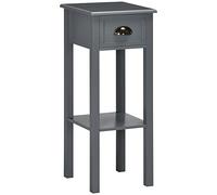 HOMCOM Mesa Auxiliar Estilo Moderno Mesita Auxiliar con Cajón y Estante de Almacenamiento Mesita de Noche para Sala de Estar Dormitorio 30x30x75 cm Gris