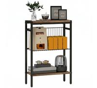 HOMCOM Mesa Auxiliar Estrecha 3 Niveles 43x18x62,5 cm Roble Envejecido