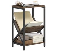 HOMCOM Mesa auxiliar estrecha, mesa auxiliar industrial con 3 niveles de almacenamiento, revistero en forma de V, mesilla de noche delgada para sala de estar, dormitorio, espacios pequeños, 40 x 30 x