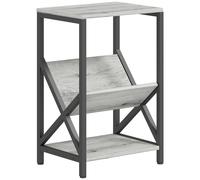 HOMCOM Mesa auxiliar estrecha, mesa de sofá con almacenamiento de 3 niveles, revistero en V, estructura de acero, 40x30x61cm, gris oscuro Aosom España
