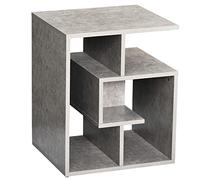 HOMCOM Mesa Auxiliar, Mesa Auxiliar de 3 Niveles con estantes de Almacenamiento Abiertos, Unidad organizadora de Mesa de Centro para Sala de Estar, Color Cemento