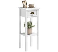 HOMCOM Mesa Auxiliar Mesita de Noche con Cajón y Estante 30x30x75 cm Blanco White
