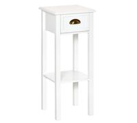 HOMCOM Mesa Auxiliar Mesita de Noche con Cajón y Estante de Almacenamiento Estilo Moderno para Salón Dormitorio 30x30x75 cm Blanco